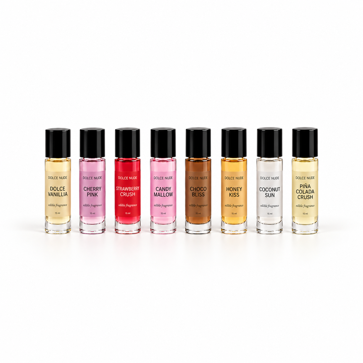 Eight DOLCE NUDE Mini Fragrance 15ml bottles